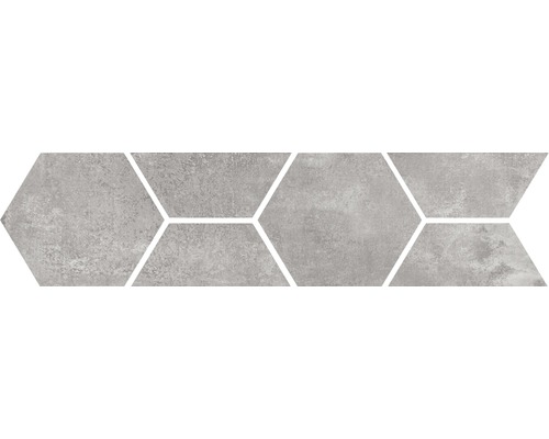 Feinsteinzeug Bodenfliese Clays Fascia Luvos 10x30 cm grau Sechseckige graue Fliesen aneinandergereiht