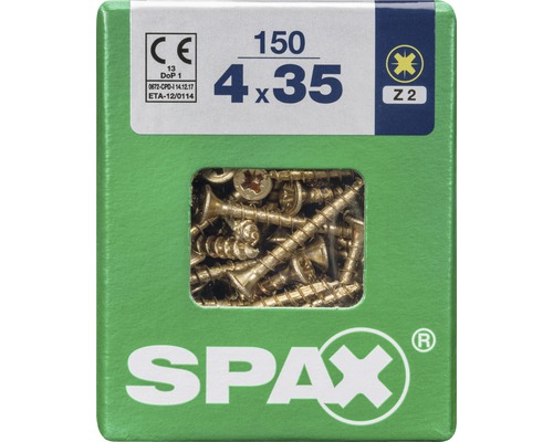 Spax Universalschraube Kreuzschlitz PZ 2, Senkkopf, Holz-Vollgewinde, 4x35 mm, 150 Stück Spax Universalschraube Kreuzschlitz PZ 2, Senkkopf, Holz-Vollgewinde, 4x35 mm, 150 Stück