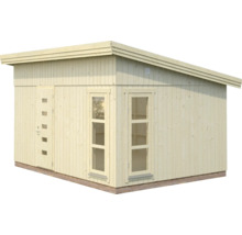 Holzgartenhaus mit Tür und Fenstern