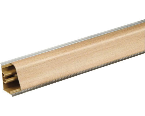 Wandabschlussleiste PICCANTE Buche Küche BU37 Länge: 590 mm Sockelleiste mit Holzdekor und Kabelkanal