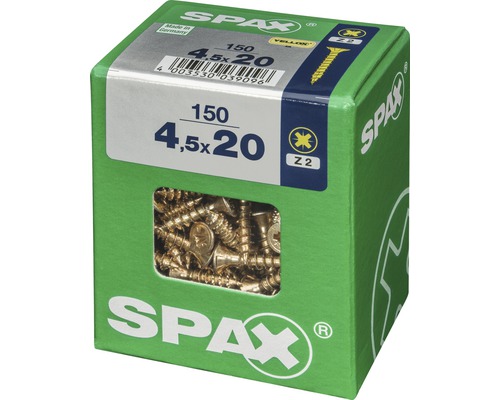 Verpackung mit 150 Spax Schrauben, 4,5x20 Millimeter