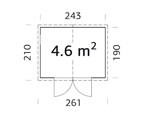 Grundriss mit Abmessungen und einer Fläche von 4.6 Quadratmetern