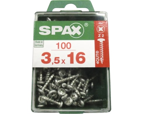 Spax Universalschraube PZ 2, Halbrundkopf, 3,5x16 mm, 100 Stück Spax Schrauben 3,5 x 16 Millimeter, 100 Stück Packung