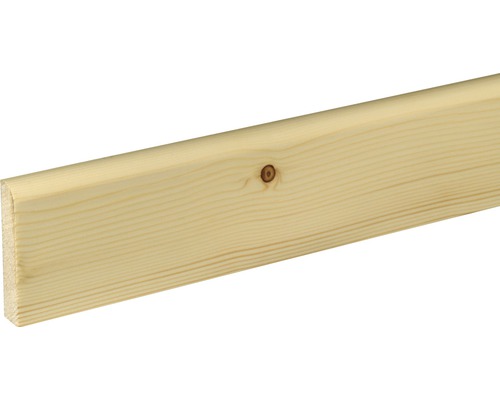 Sockelleiste Fichte/Tanne lackiert 13x70 mm L:2400 mm Holzleiste aus Fichte mit abgerundeter Kante
