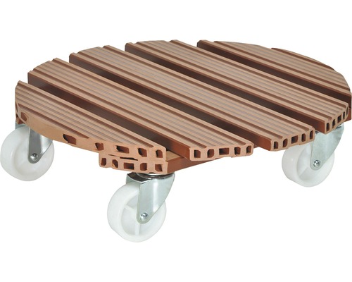 Pflanzenroller WagnerSystem WPC Ø 38,5 cm Tragkraft 150 kg terracotta Rolluntersetzer aus Terrakotta mit Rollen