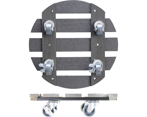 Pflanzenroller aus Holz mit vier Rollen