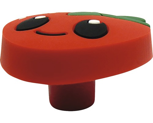 Möbelknopf Erdbeere mit Gesicht