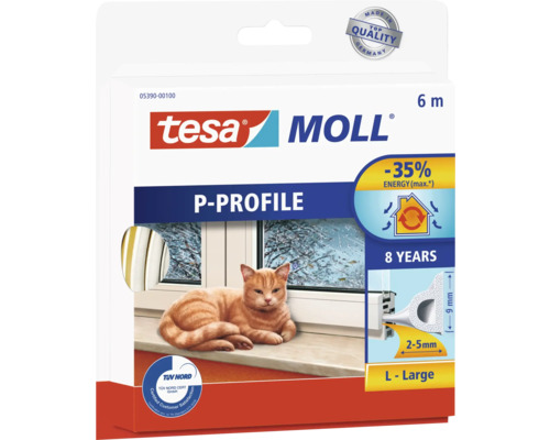 Gummidichtung P-Profil tesamoll weiß 6 m x 9 mm x 5,5 mm Gummidichtung P-Profil tesamoll weiß 6 m x 9 mm x 5,5 mm