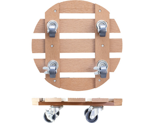 Pflanzenroller aus Holz mit vier Rollen