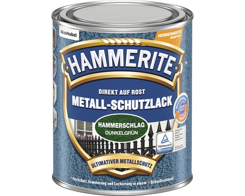 HAMMERITE Metall-Schutzlack Hammerschlag Dunkelgrün 250 ml Hammerite Metallschutzlack Dose, geeignet für direkten Auftrag auf Rost