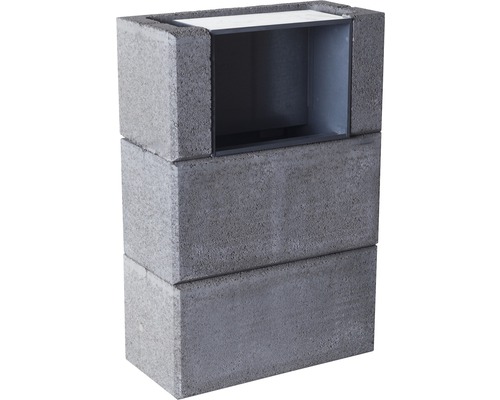 Mauerstein Modern grau Briefkastenset 60x40x60 cm