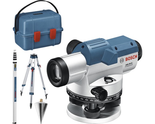 Optisches Nivelliergerät Bosch Professional GOL 20 G inkl. Transportkoffer, Baustativ BT 160 Professional und Messstab GR 500 Professional