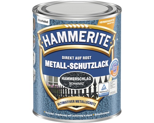 HAMMERITE Metall-Schutzlack Hammerschlag Schwarz 250 ml Hammerite Metallschutzlack, direkt auf Rost, Hammerschlag Schwarz