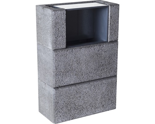 Mauerstein Modern feingestrahlt grau Briefkastenset 60x40x60 cm