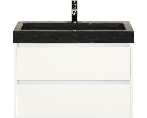 Waschbeckenunterschrank Sanox Dante 58x81x45,5 cm mit Natursteinwaschbecken weiß hochglanz Waschbeckenunterschrank Sanox Dante 58x81x45,5 cm mit Natursteinwaschbecken weiß hochglanz