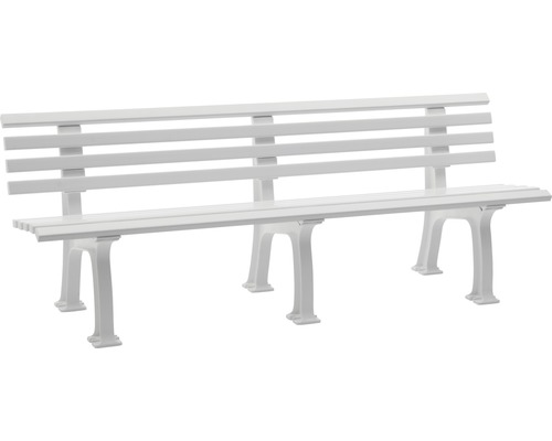 Weiße Gartenbank mit Lattenrost