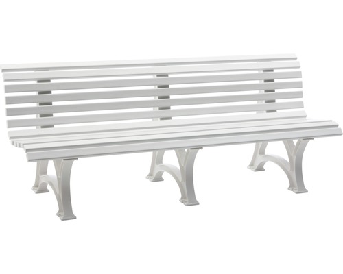 Weiße Gartenbank aus Kunststoff
