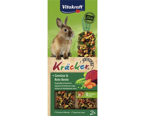 Nagersnack, Vitakraft Gemüse-Kräcker® für alle Nager Vitakraft Kräcker Original mit Gemüse und Rote Bete für Kaninchen, 2 Stück