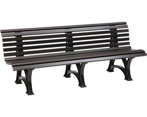 Gartenbank mit Rückenlehne und Metallgestell