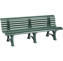 Parkbank mit Rückenlehne aus Holz und Metall