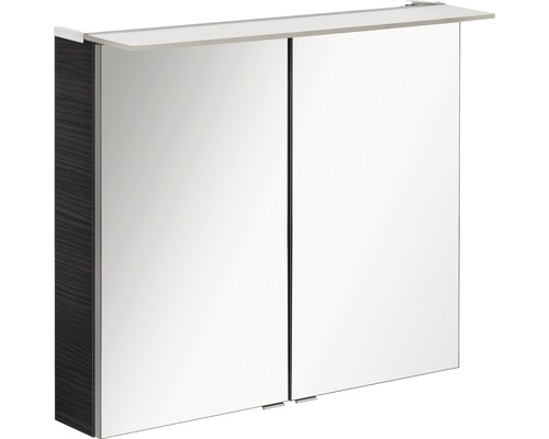 LED-Spiegelschrank Fackelmann B.perfekt 2-türig 80x69x15 cm braun Spiegelschrank mit zwei Türen und Ablage