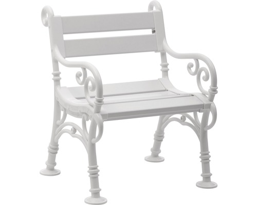 Weiße Gartenbank aus Kunststoff