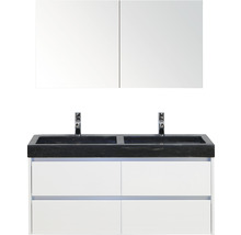 Waschtischkombination mit Doppelwaschbecken, Unterschrank und Spiegelschrank