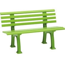 Grüne Parkbank aus Metall mit Rückenlehne