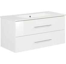 Waschtischunterschrank mit zwei Schubladen und eingelassenem Waschbecken