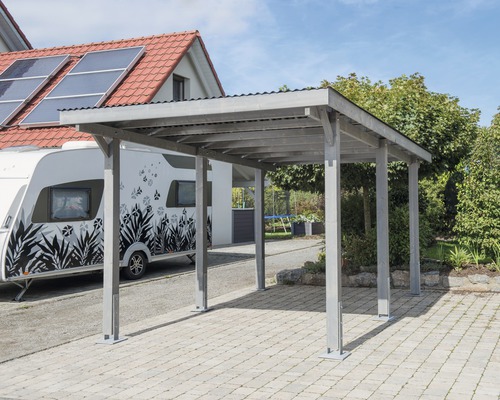Einzelcarport Konsta Vertika mit Aluminium-Dach 301x504 cm grau