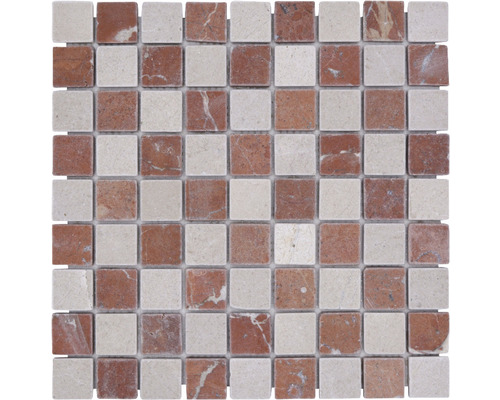 Natursteinmosaik Marmor MOS.32/1513R 30,5x30,5 cm beige cotto Mosaikfliese aus Marmor mit quadratischen Steinen