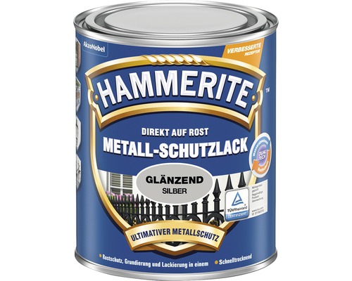Hammerite Metall Schutzlack glänzend Silber Dose