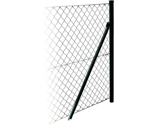 Illustration eines Maschendrahtzauns mit Zaunpfosten und Strebe zur Stabilisierung