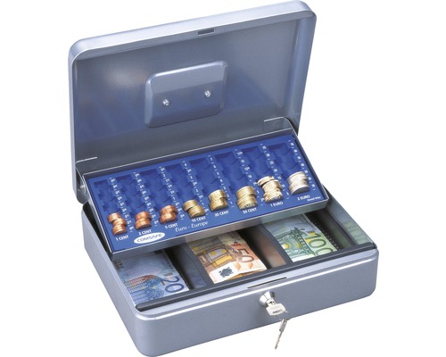 Geldzählkassette Rottner Euro silber, Außenmaß: B, H, T: 300x90x240 mm