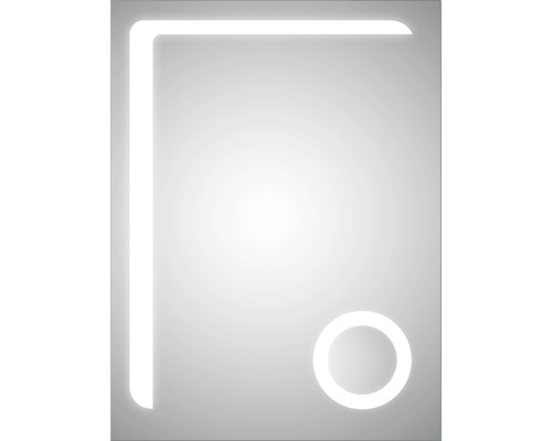 Beleuchteter Badezimmerspiegel mit Ecke und Kreis