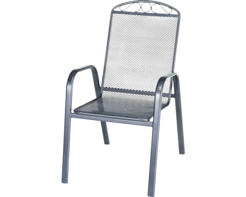 Gartensessel aus Metall mit Armlehnen und Netzmuster