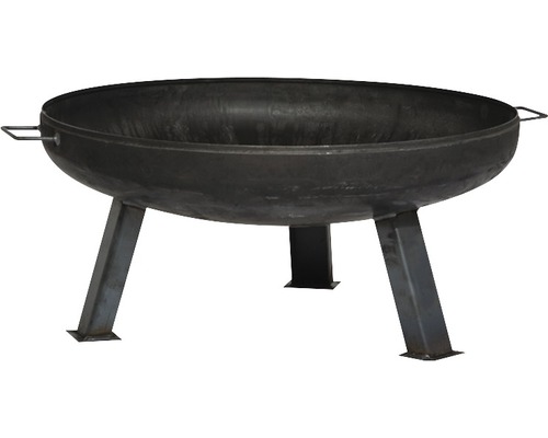 Feuerschale aus Metall mit drei Beinen und Griffen