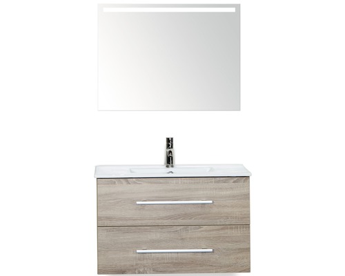 Badmöbel-Set Sanox Stretto Keramik 170x81x39 cm Keramikwaschbecken Eiche grau mit LED-Beleuchtung Badmöbel-Set Sanox Stretto Keramik 170x81x39 cm Keramikwaschbecken Eiche grau mit LED-Beleuchtung