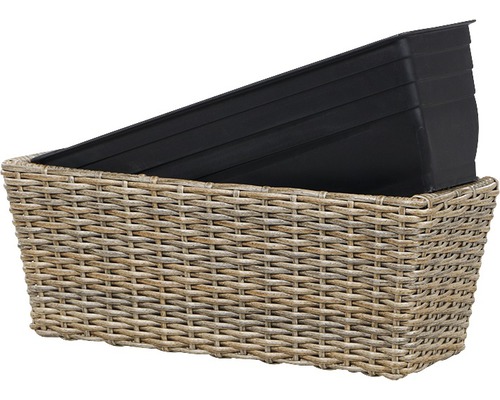 Blumenkasten aus Rattan mit Kunststoffeinsatz