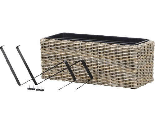Pflanzkasten aus Rattan mit Halterungen