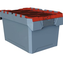 Graue Kunststoffbox mit rotem Deckel