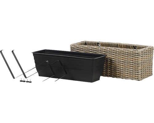 Balkonkasten-Set mit Einsatz, Halterung und Korb