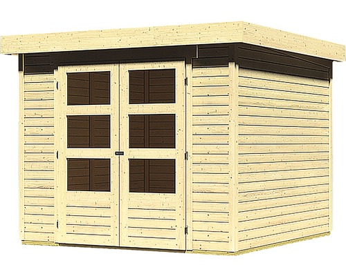 Holzgartenhaus mit Doppeltür und Fenstern