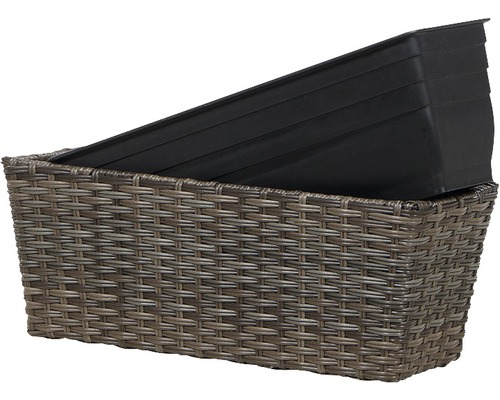 Blumenkasten aus Kunststoffgeflecht mit Einsatz