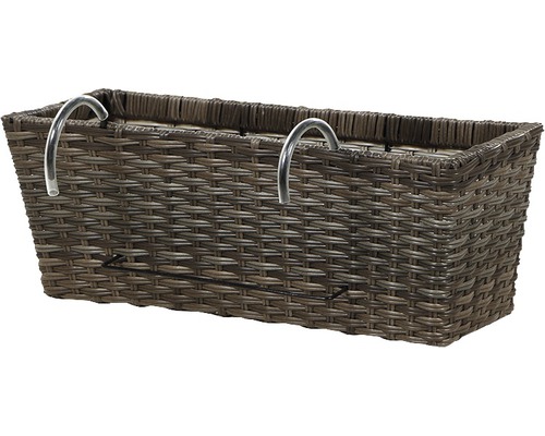 Balkonkasten aus Rattan mit Halterung