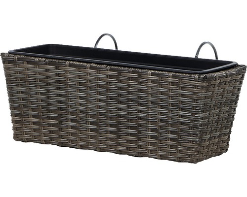 Balkonkasten aus Rattan mit Halterung