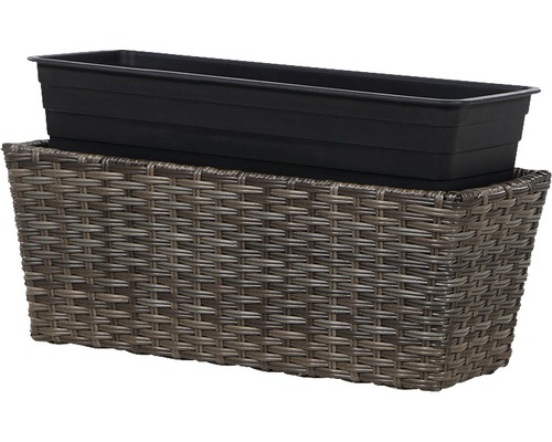 Blumenkasten aus Rattan mit Kunststoffeinsatz