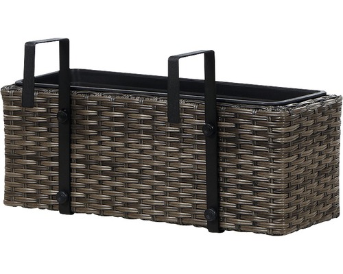 Balkonkasten aus Rattan mit Halterung