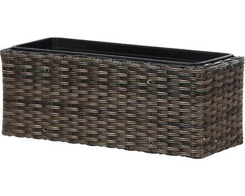 Rechteckiger Pflanzkasten aus Polyrattan mit Einsatz