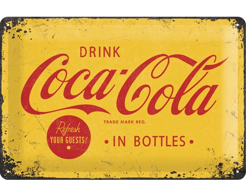 Blechschild Coca Cola Logo Yellow 30x20 cm